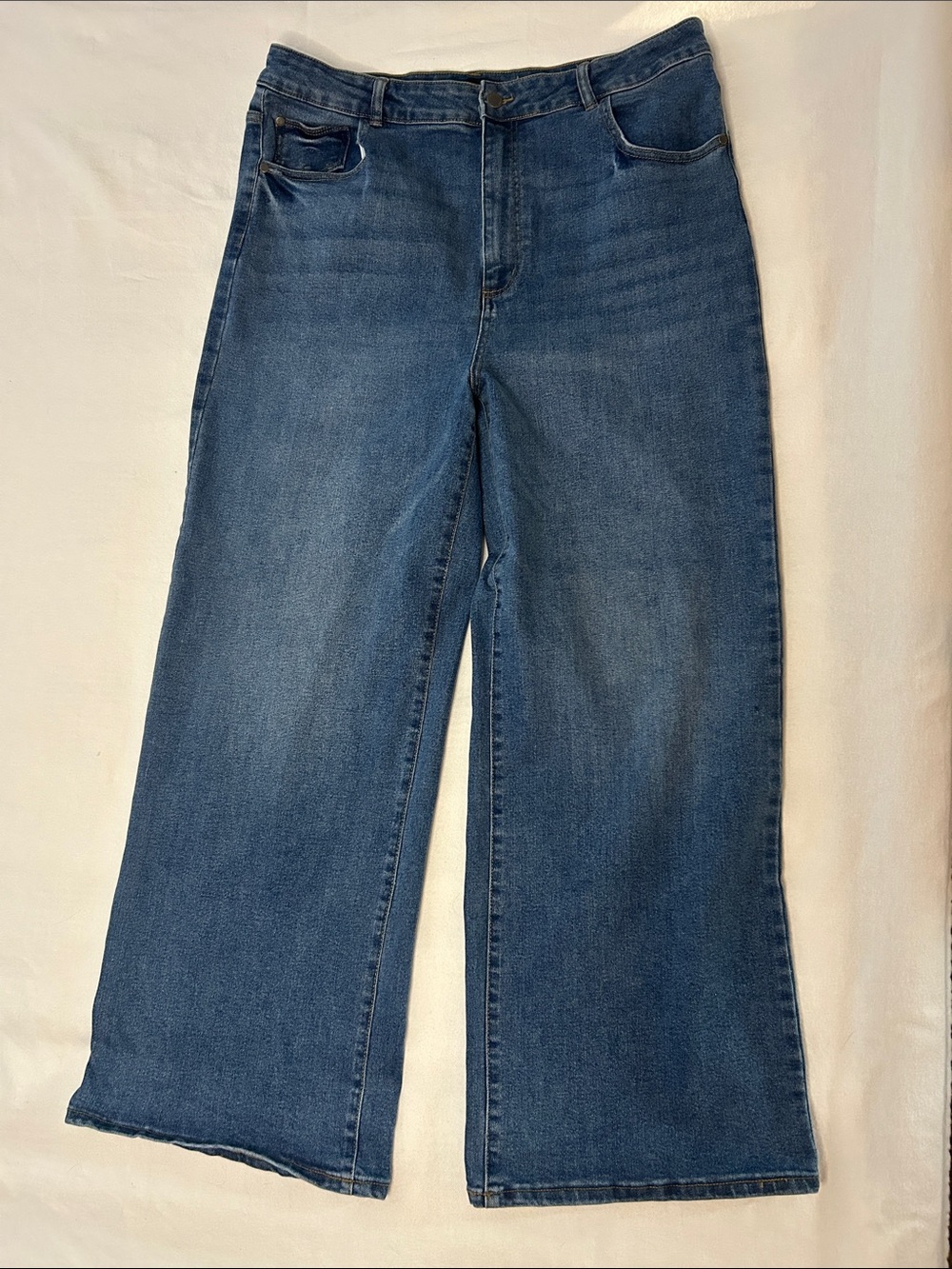 Well Worn Wide-Leg Jeans in Medium Blue Wash